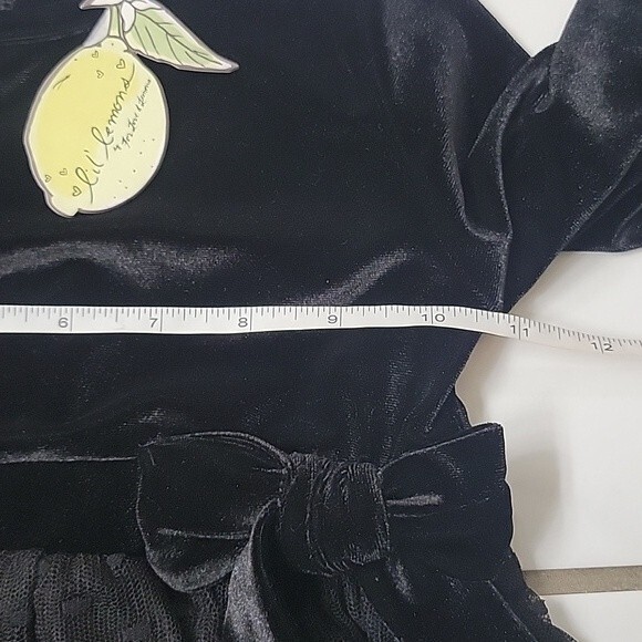 Lil Lemons NWT  Girls black velvet and lace long sleeve dress Size 4T - Picture 7 of 9